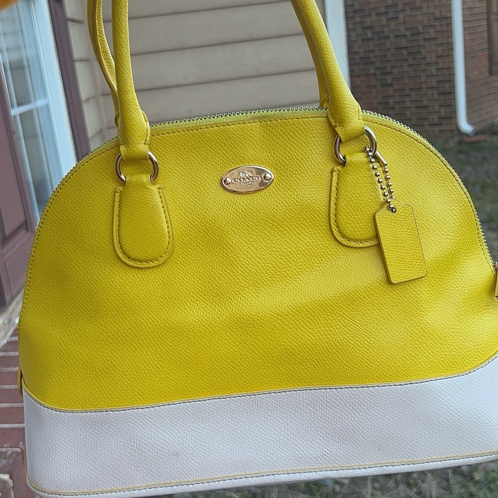 Coach Vibrant Yellow and White Satchel